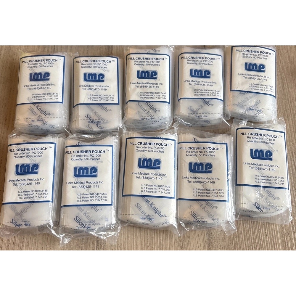LMP 100 pcs Pill Crusher Pouch (10 Packs of 50) for Silent Knight -New